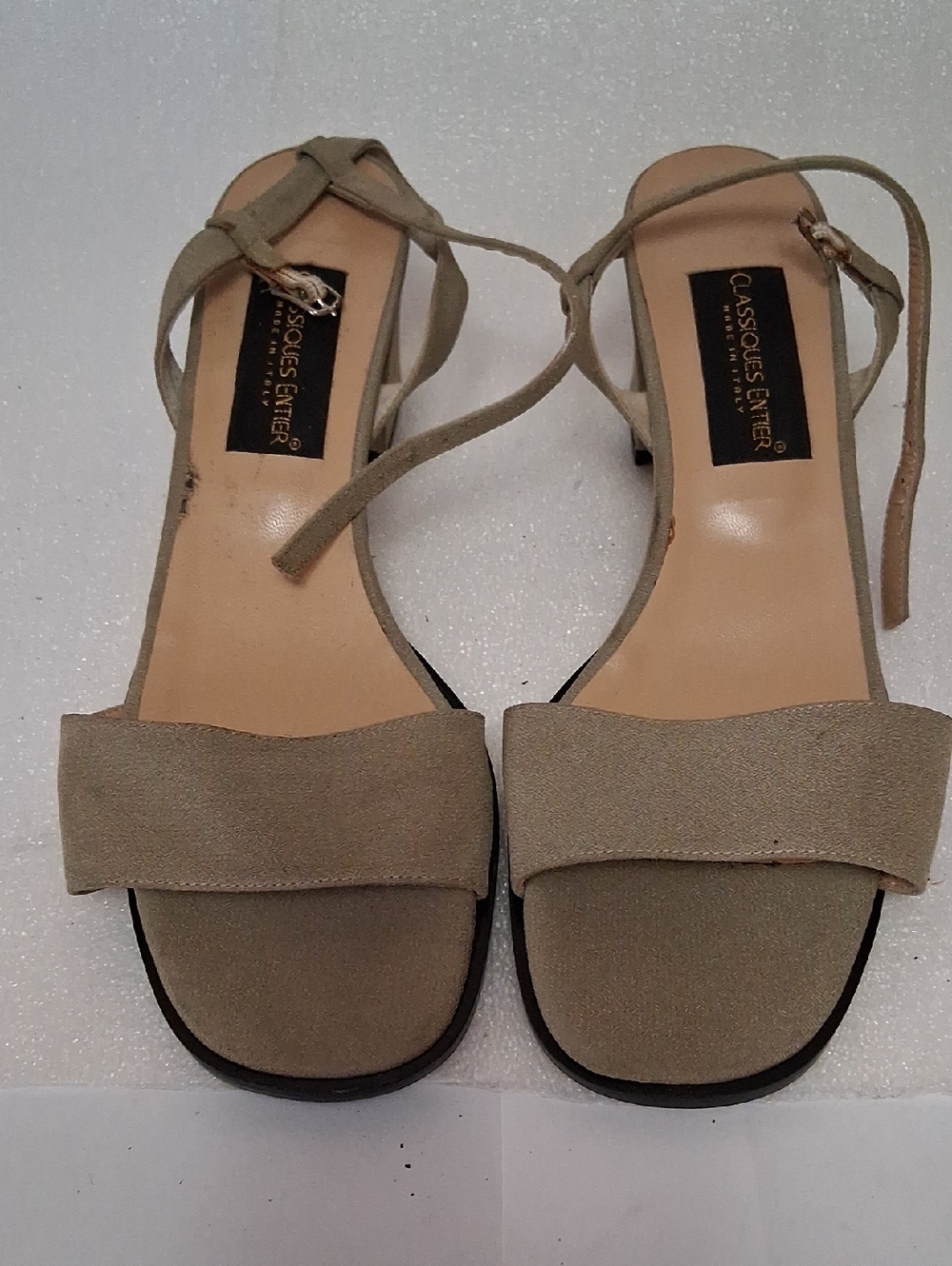 Classiques Entier Beige Suede Ankle-Tie Sandals